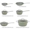 Sur La Table Kitchen Essentials Cool Commune Hard Anodized 10 Piece PFA Free Ceramic Non stick Interior Forged Durable Aluminum Pots and Pans Cookware Set – Black – Induction Compatible(Green (Hard Anodized Aluminum))