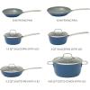 Sur La Table Kitchen Essentials Cool Commune Hard Anodized 10 Piece PFA Free Ceramic Non stick Interior Forged Durable Aluminum Pots and Pans Cookware Set – Black – Induction Compatible(Blue (Hard Anodized Aluminum))