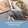 Sur La Table Kitchen Essentials Family Cookout Heavy Duty Stainless Steel Grilling Tool Set W/Wooden Handles, Tongs, Slotted Turner, and Fork Set