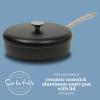 Sur La Table Kitchen Essentials Potluck Porch 10 Piece PFA Free Ceramic Non stick Interior Forged Aluminum Cookware Pots and Pans Set W/Aluminum Lids – Linen White – Induction Compatible(Black)