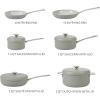Sur La Table Kitchen Essentials Potluck Porch 10 Piece PFA Free Ceramic Non stick Interior Forged Aluminum Cookware Pots and Pans Set W/Aluminum Lids – Linen White – Induction Compatible(Green)