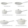Sur La Table Kitchen Essentials Potluck Porch 10 Piece PFA Free Ceramic Non stick Interior Forged Aluminum Cookware Pots and Pans Set W/Aluminum Lids – Linen White – Induction Compatible(Linen White)