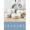 Sur La Table Kitchen Essentials Potluck Porch 10 Piece PFA Free Ceramic Non stick Interior Forged Aluminum Cookware Pots and Pans Set W/Aluminum Lids – Linen White – Induction Compatible(Linen White)