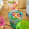 Sur La Table Liliana Double Old-Fashioned Glasses – Set of 4 12 oz Plastic Tumblers with Floral Majolica-Inspired Design, Durable for Outdoor Use, Dishwasher