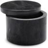 Sur La Table Marquina Marble Salt Keeper – 4″ Round Salt Cellar with Lid – Black Marble Spice Container for Kitchen or Tabletop Use