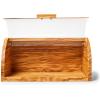 Sur La Table Olivewood Bread Box – 14.2″ Countertop Bread Storage with Clear Lid & Handle, Crafted from Natural Hardwood with Unique Grain, Keeps Baked Goods Fresher Longer
