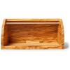 Sur La Table Olivewood Bread Box – 14.2″ Countertop Bread Storage with Clear Lid & Handle, Crafted from Natural Hardwood with Unique Grain, Keeps Baked Goods Fresher Longer