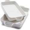 Sur La Table Stoneware 2-Piece Rectangular Baker Set, White(Blue)