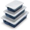 Sur La Table Stoneware 3-Piece Baker Set w/Lids, Blue(Blue)