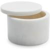 Sur La Table White Marble Salt Cellar – 4″ Round Handmade Kitchen Countertop Spice Storage Jar with Lid, Elegant Marble Décor