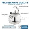 Viking 3-Ply Stainless Steel Tea Kettle, 2.6 Quart Stovetop Hot Water Pot with Tempered Glass Lid, Ergonomic Handle, Induction Ready, Slate and Blue(Mirror Finish)