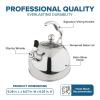 Viking 3-Ply Stainless Steel Tea Kettle, 2.6 Quart Stovetop Hot Water Pot with Tempered Glass Lid, Ergonomic Handle, Induction Ready, Slate and Blue(Satin Silver)