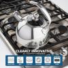 Viking 3-Ply Stainless Steel Tea Kettle, 2.6 Quart Stovetop Hot Water Pot with Tempered Glass Lid, Ergonomic Handle, Induction Ready, Slate and Blue(Satin Silver)