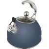Viking 3-Ply Stainless Steel Tea Kettle, 2.6 Quart Stovetop Hot Water Pot with Tempered Glass Lid, Ergonomic Handle, Induction Ready, Slate and Blue(Slate Blue)