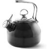 Chantal Classic Teakettle, 1.8 QT, Enamel On Steel, 2-Tone Harmonica Whistle, Rapid Boil and Even Heating (Almond)(Black)