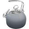 Chantal Classic Teakettle, 1.8 QT, Enamel On Steel, 2-Tone Harmonica Whistle, Rapid Boil and Even Heating (Almond)(Fade Grey)
