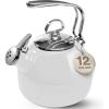 Chantal Classic Teakettle, 1.8 QT, Enamel On Steel, 2-Tone Harmonica Whistle, Rapid Boil and Even Heating (Almond)(White)
