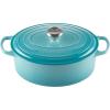 Le Creuset Enameled Cast Iron Signature Oval Dutch Oven, 9.5 qt., Cerise(Caribbean)