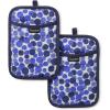 SUR LA Table Kitchen Essentials Fresh Blueberries Fruit Potholder 2-Pack Set, Heat Resistant, 100% Cotton, Flexible Non-Slip Silicone Grip, Blue/White, 7″x10″(Blue/White)