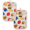 SUR LA Table Kitchen Essentials Fresh Blueberries Fruit Potholder 2-Pack Set, Heat Resistant, 100% Cotton, Flexible Non-Slip Silicone Grip, Blue/White, 7″x10″(Yellow/Blue/Ivory)