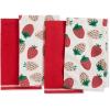 SUR LA Table Kitchen Essentials Lemon Zest Citrus Fruit Kitchen Towel 4-Pack Set, Absorbent 100% Cotton, Yellow/Blue/Ivory, 16″x28″(Pink/Green/Cream)