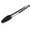 Sur La Table 12″ Silicone-Tipped Tongs – Stainless Steel Kitchen Tongs with Nonstick, Heat-Resistant Tips – Locking Handle for Compact Storage, Black(Black)