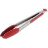 Sur La Table 12″ Silicone-Tipped Tongs – Stainless Steel Kitchen Tongs with Nonstick, Heat-Resistant Tips – Locking Handle for Compact Storage, Black(Dark Red)