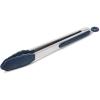 Sur La Table 12″ Silicone-Tipped Tongs – Stainless Steel Kitchen Tongs with Nonstick, Heat-Resistant Tips – Locking Handle for Compact Storage, Black(Navy)