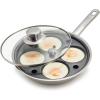 Sur La Table 14″ Egg Poacher Nonstock Stainless Steel Pan with Lid, 4 Egg Cup Insert