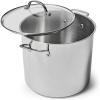 Sur La Table 16-Quart Stainless Steel Stockpot – Large Capacity Soup & Stew Pot with High Sides and Wide Base, Impact-Bonded Warp-Resistant Base, Riveted Handles, Oven & Induction, Rolled Rim for
