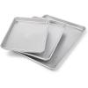 Sur La Table Commercial Baking Pan Set – 3-Piece Aluminized Steel Pans (1/4 Pan, 1/2 Pan, Jelly Roll Pan) with Fluted, Corrugated Design for Even Heating, Rust & Warp Resistant, Nonstick Silicone