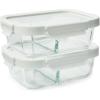 Sur La Table Divided Glass Storage Containers, 4-Piece Set, Clear