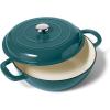 Sur La Table Enameled Cast Iron Deep Braiser, 5 qt, Dark Teal