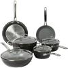 Sur La Table Kitchen Essentials 10 Piece PFA Free Non-Toxic Titanium Ceramic Nonstick Interior Forged Aluminum Cookware Pots and Pans Set – Linen White – Induction Compatible(Black)