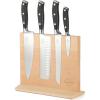 Sur La Table Kitchen Essentials 5 Piece German Steel Blade w/Triple Riveted Handle Set on Beechwood Magnetic Block – Linen White(Black)