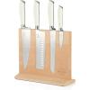 Sur La Table Kitchen Essentials 5 Piece German Steel Blade w/Triple Riveted Handle Set on Beechwood Magnetic Block – Linen White(Linen White)