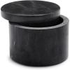 Sur La Table Marquina Marble Salt Keeper – 4″ Round Salt Cellar with Lid – Black Marble Spice Container for Kitchen or Tabletop Use