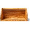 Sur La Table Olivewood Bread Box – 14.2″ Countertop Bread Storage with Clear Lid & Handle, Crafted from Natural Hardwood with Unique Grain, Keeps Baked Goods Fresher Longer