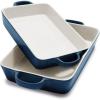 Sur La Table Stoneware 2-Piece Rectangular Baker Set, White(Blue)