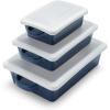 Sur La Table Stoneware 3-Piece Baker Set w/Lids, Blue(Blue)