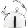 Viking 3-Ply Stainless Steel Tea Kettle, 2.6 Quart Stovetop Hot Water Pot with Tempered Glass Lid, Ergonomic Handle, Induction Ready, Slate and Blue(Mirror Finish)