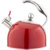 Viking 3-Ply Stainless Steel Tea Kettle, 2.6 Quart Stovetop Hot Water Pot with Tempered Glass Lid, Ergonomic Handle, Induction Ready, Slate and Blue(Red)