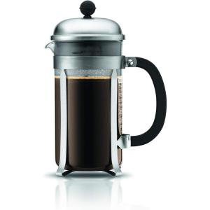 Bodum 34oz Chambord French Press Coffee Maker, High-Heat Borosilicate Glass, Stainless Steel, Copper – Made in Portugal(Matte Chrome)