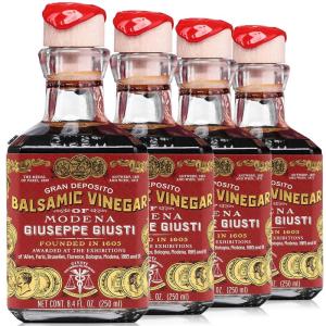 Giusti Italian Balsamic Vinegar of Modena IGP – 3 Gold Medals, Rich & Thick Gran Deposito Aceto Balsamico di Modena for Salads, Cheese & Finishing Touches, Made in Italy – 8.45 fl oz/250 ml -Pack of 1(8.45 Fl Oz (Pack of 4))