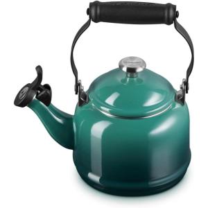 Le Creuset Enamel On Steel Demi Tea Kettle with Metal Finishes, 1.25 qt., Flame(Artichaut)