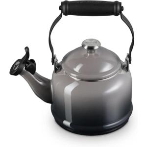 Le Creuset Enamel On Steel Demi Tea Kettle with Metal Finishes, 1.25 qt., Flame(Oyster)