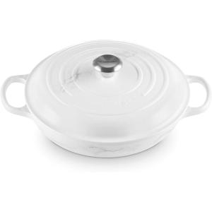 Le Creuset Enameled Cast Iron Signature Braiser, 3.5 qt., Cerise(Marble)