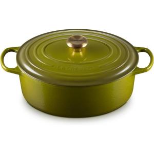 Le Creuset Enameled Cast Iron Signature Oval Dutch Oven, 9.5 qt., Cerise(Olive)