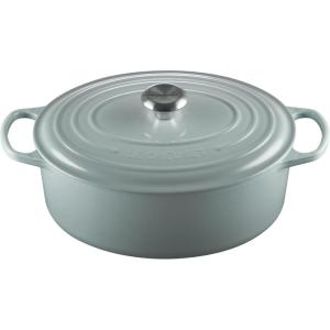 Le Creuset Enameled Cast Iron Signature Oval Dutch Oven, 9.5 qt., Cerise(Sea Salt)