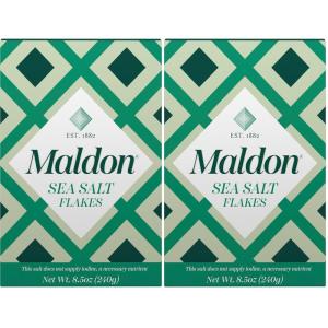 Maldon Salt, Sea Salt Flakes, 8.5 oz (240 g), Kosher, Natural, Unique Gourmet Pyramid Shaped Salt Flakes, Perfect for a Wide Range of Dishes, Hand-Harvested for Four Generations (Packaging May vary)(8.5 Ounce (Pack of 2))